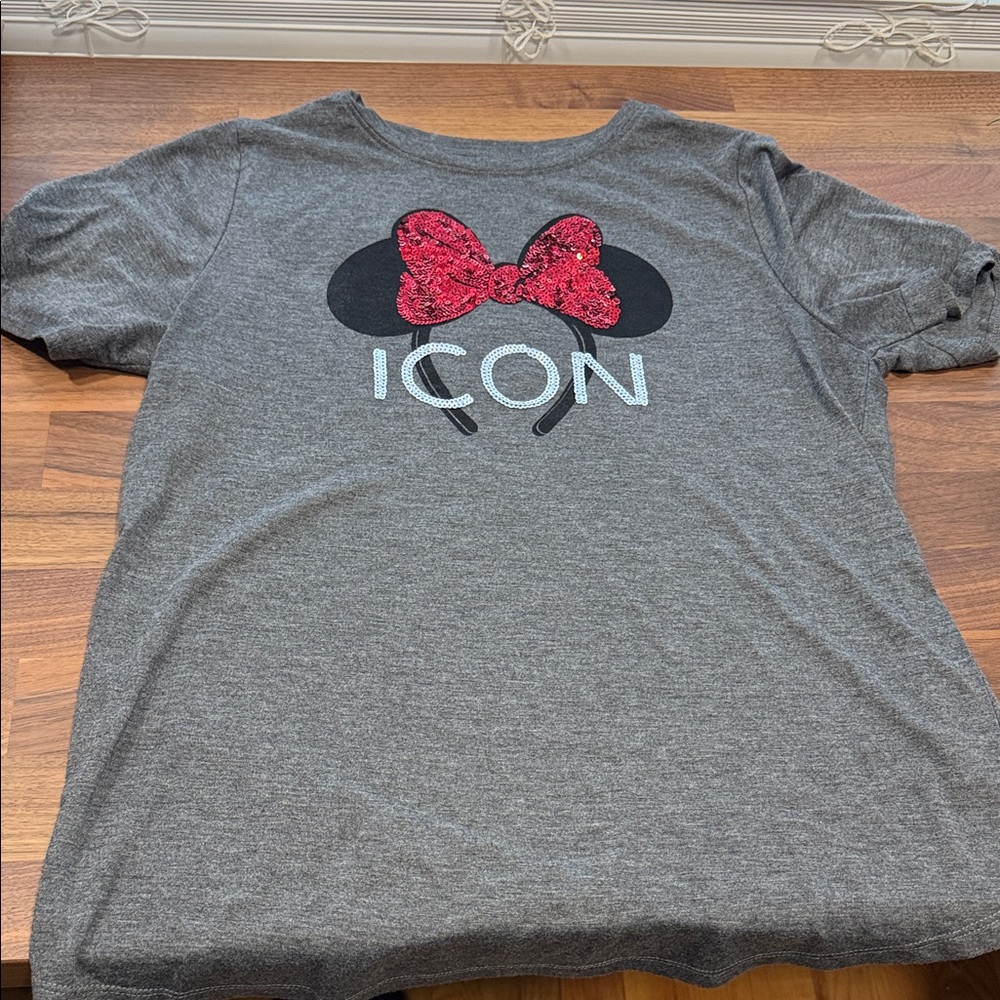 Disney Gray Women’s Tee with Red Bow Design